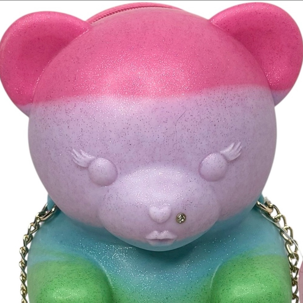 NWT Betsey Johnson Kitsch Bear Necessity Rainbow Gummy Crossbody Polymer Bag - Picture 3 of 16